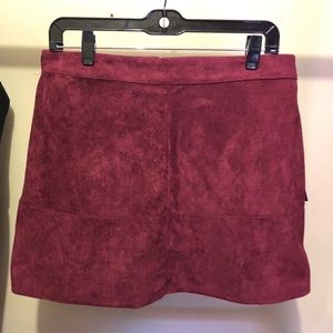 Lulus Burgandy suede Mini skirt
